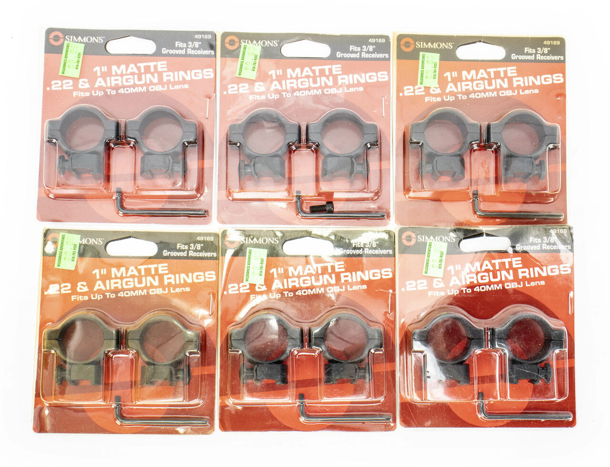 Simmons 1" .22 Rimfire Scope Rings Medium Height - 6 Pack