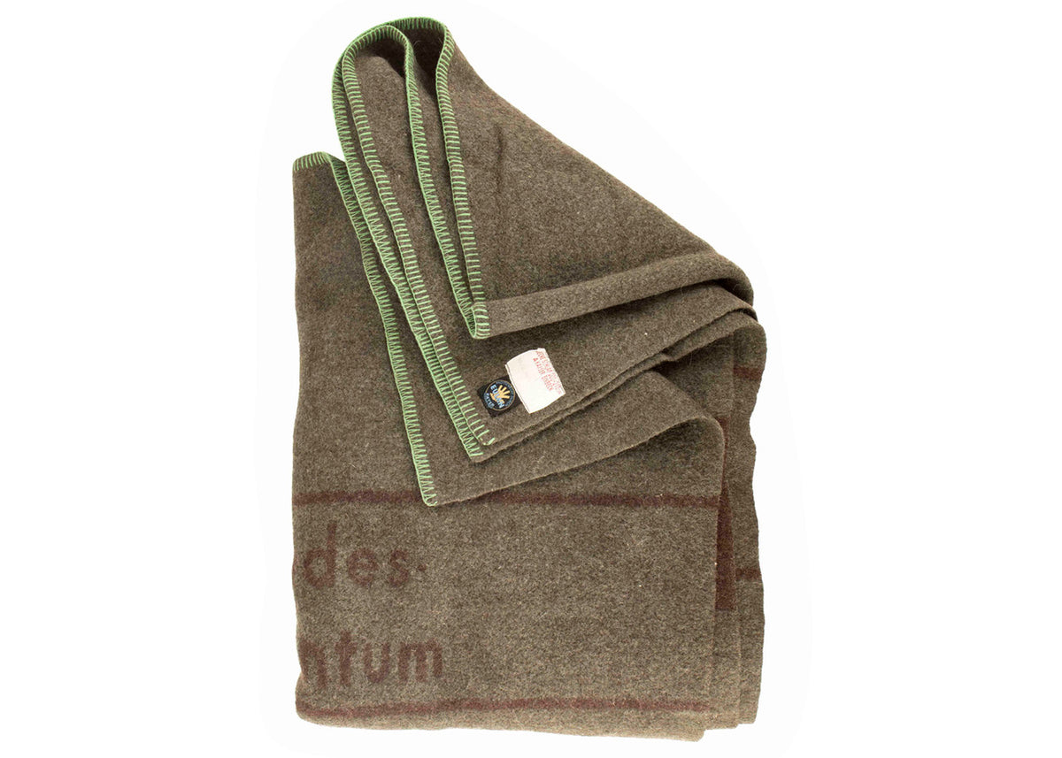 German OD Wool Blanket 51x79 in - Like New