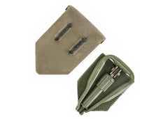 German Tri-Fold Entrenching Tool with OD Polymer Carrier - Surplus