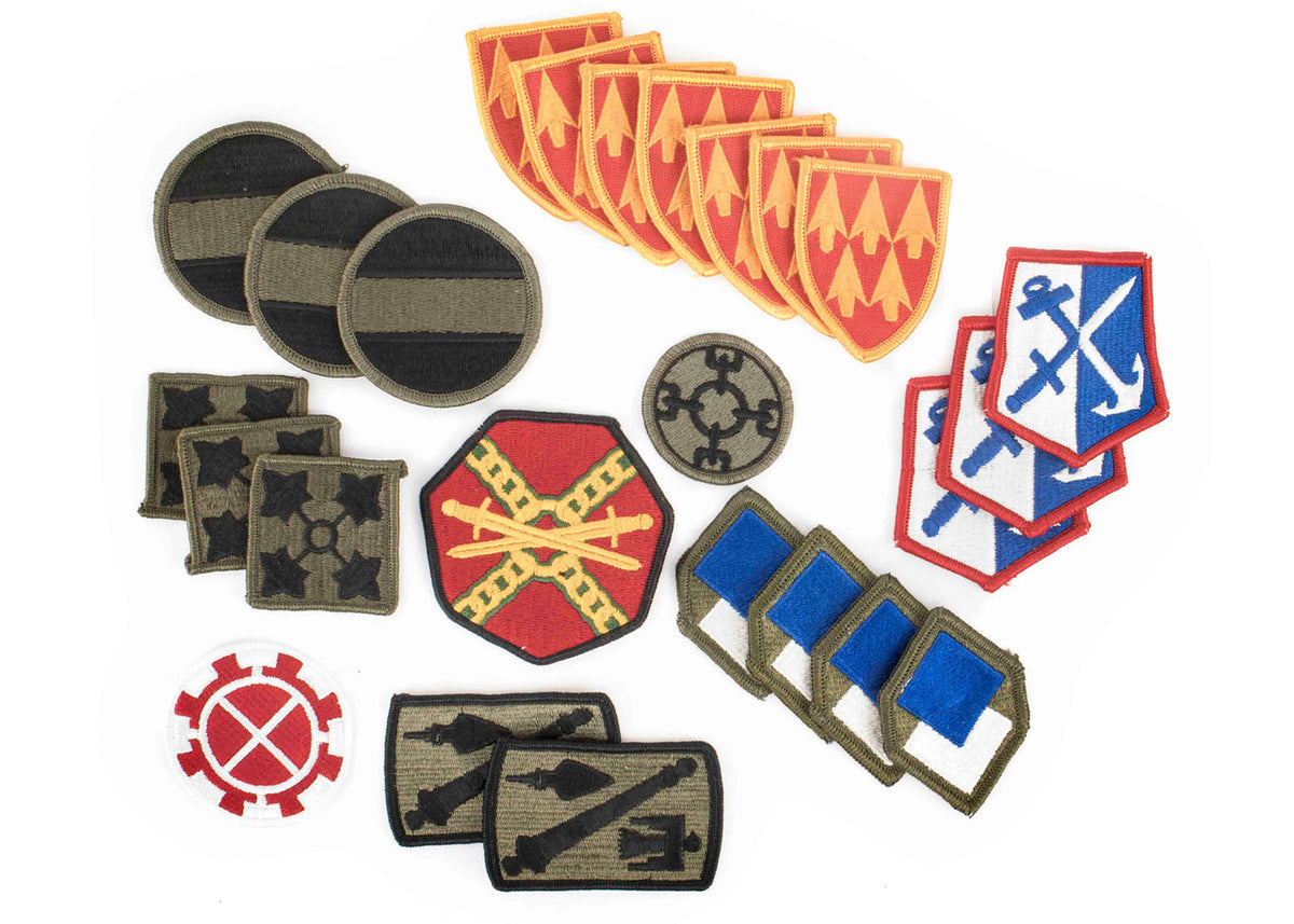 U.S. Military Insignia Patch Assortment – 25 New Shoulder Tabs & Unit Crests