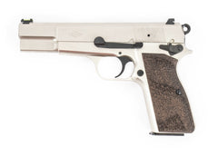 SDS Inglis P-35 9mm Luger 15+1 4.70" Stainless Barrel, Satin Nickel Steel Slide & Frame w/Beavertail, Picatinny Rail, G10 Grips