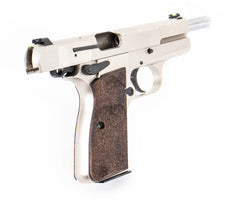 SDS Inglis P-35 9mm Luger 15+1 4.70" Stainless Barrel, Satin Nickel Steel Slide & Frame w/Beavertail, Picatinny Rail, G10 Grips