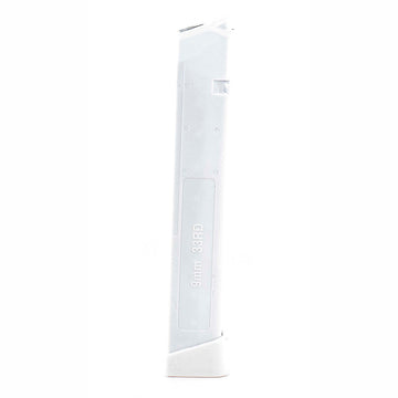 Glock Compatible 9mm 33rd WHITE Reinforced Steel Lined Polymer Magazine