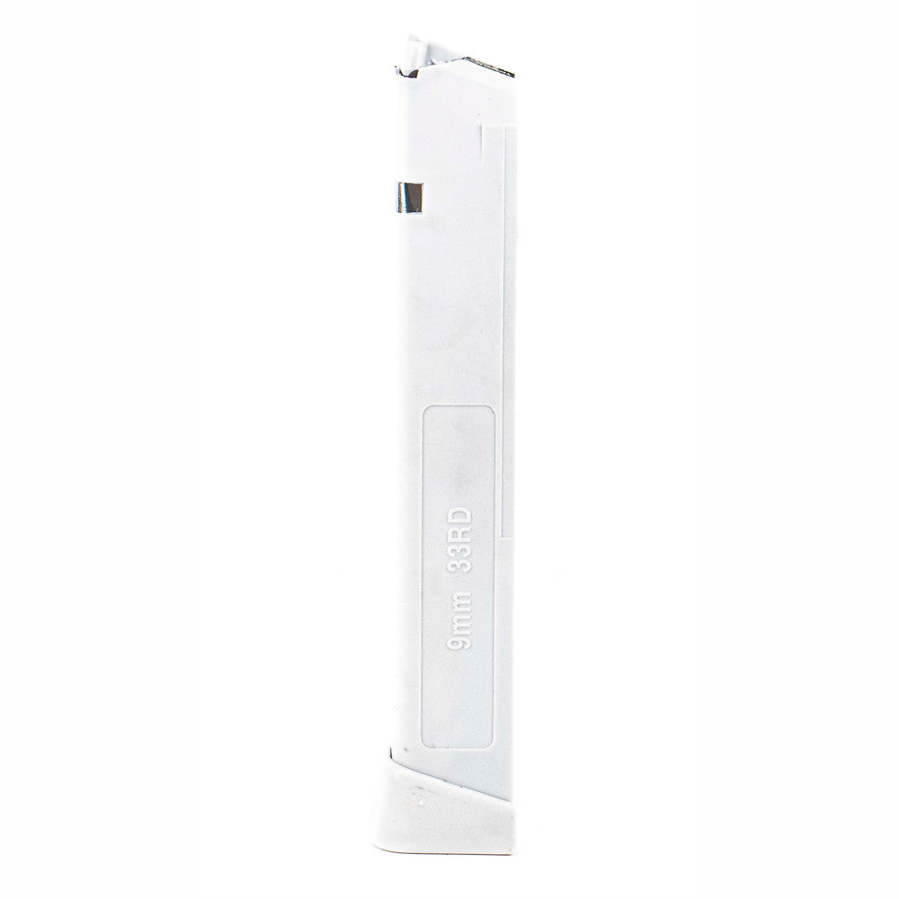 Glock Compatible 9mm 33rd WHITE Reinforced Steel Lined Polymer Magazine