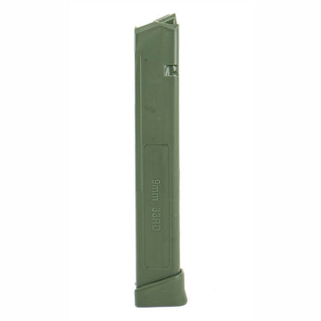 Glock Compatible 9mm 33rd OD GREEN Reinforced Steel Lined Polymer Magazine