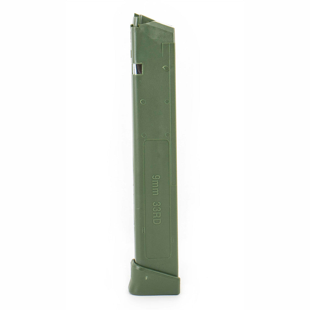 Glock Compatible 9mm 33rd OD GREEN Reinforced Steel Lined Polymer Magazine