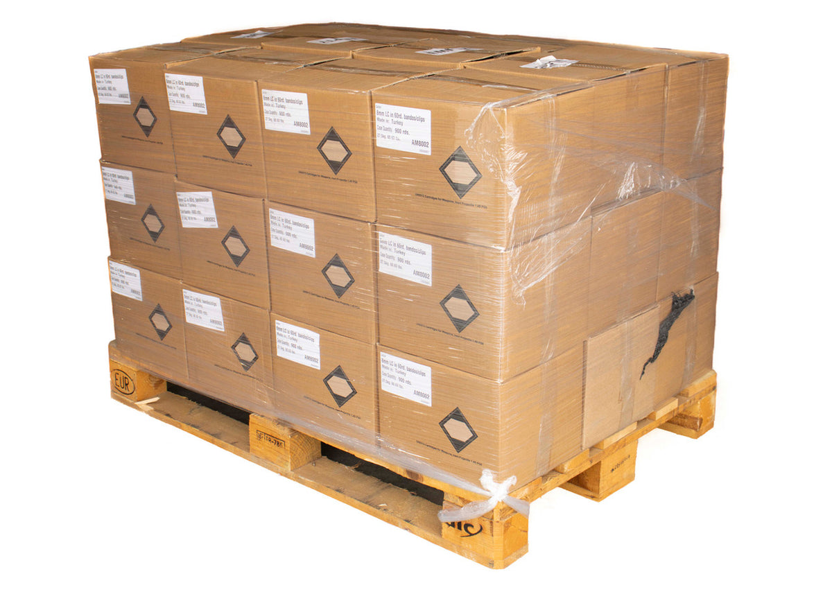 Turkish Surplus 8mm 900 Rd 28 Cases on a Pallet - 5rd Clips with Bandoliers