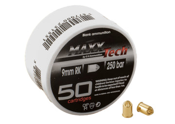MAXXTech 9mm RK Blank Cartridges – 50 Round Box
