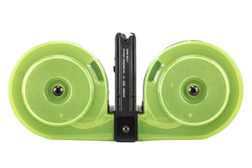 RWB AR-15  100rd Dual Drum Magazine .223 w/Reinforced Feed Lips - Black/Neon Green