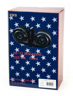 RWB AR-15  100rd Dual Drum Magazine .223 w/Reinforced Feed Lips - Black/Neon Green