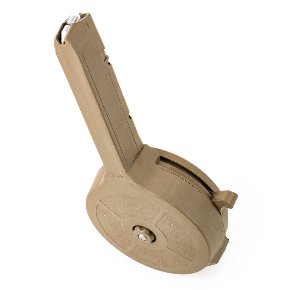 Glock 9mm 50rd Drum Magazine For All 9mm Glock Handguns - Color Desert Tan