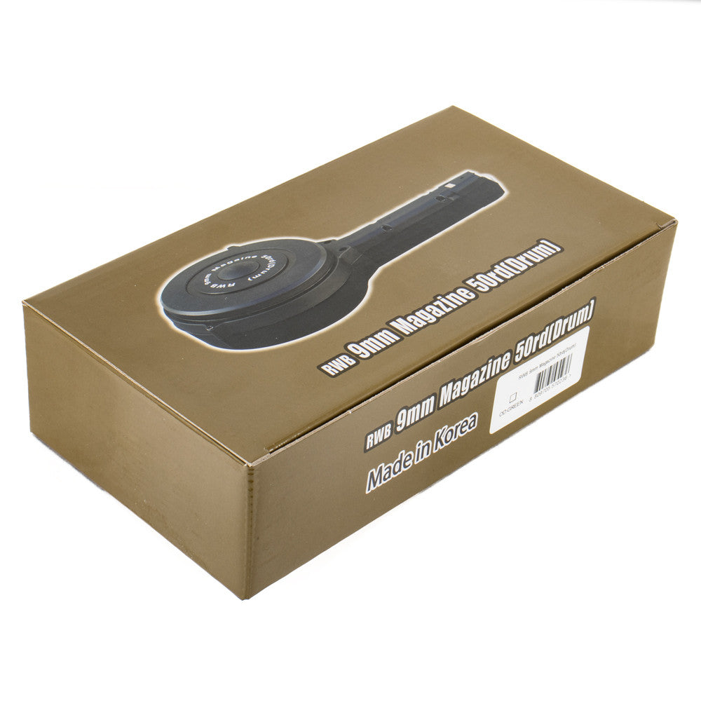RWB 9mm 50rd Drum Magazine - Dark O.D. Green