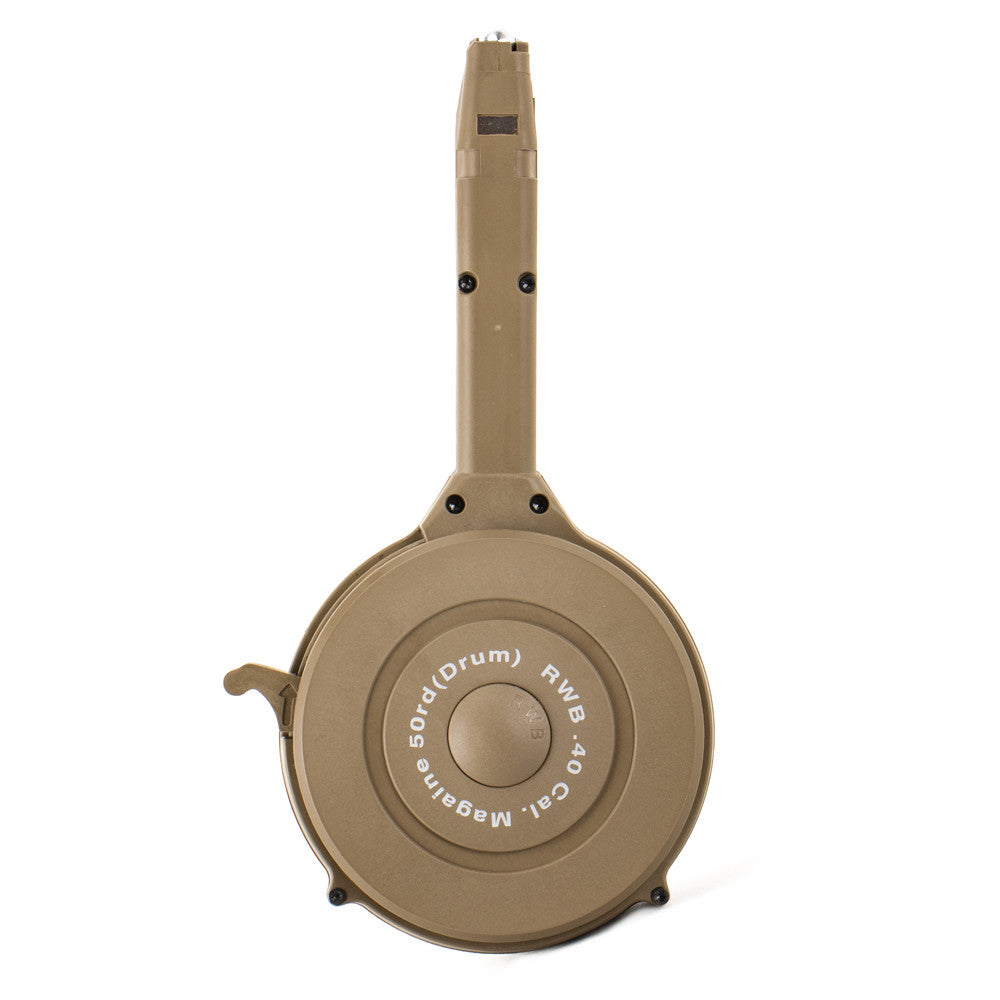 RWB GLOCK DRUM MAG .40 S&W 50RD TAN POLYMER