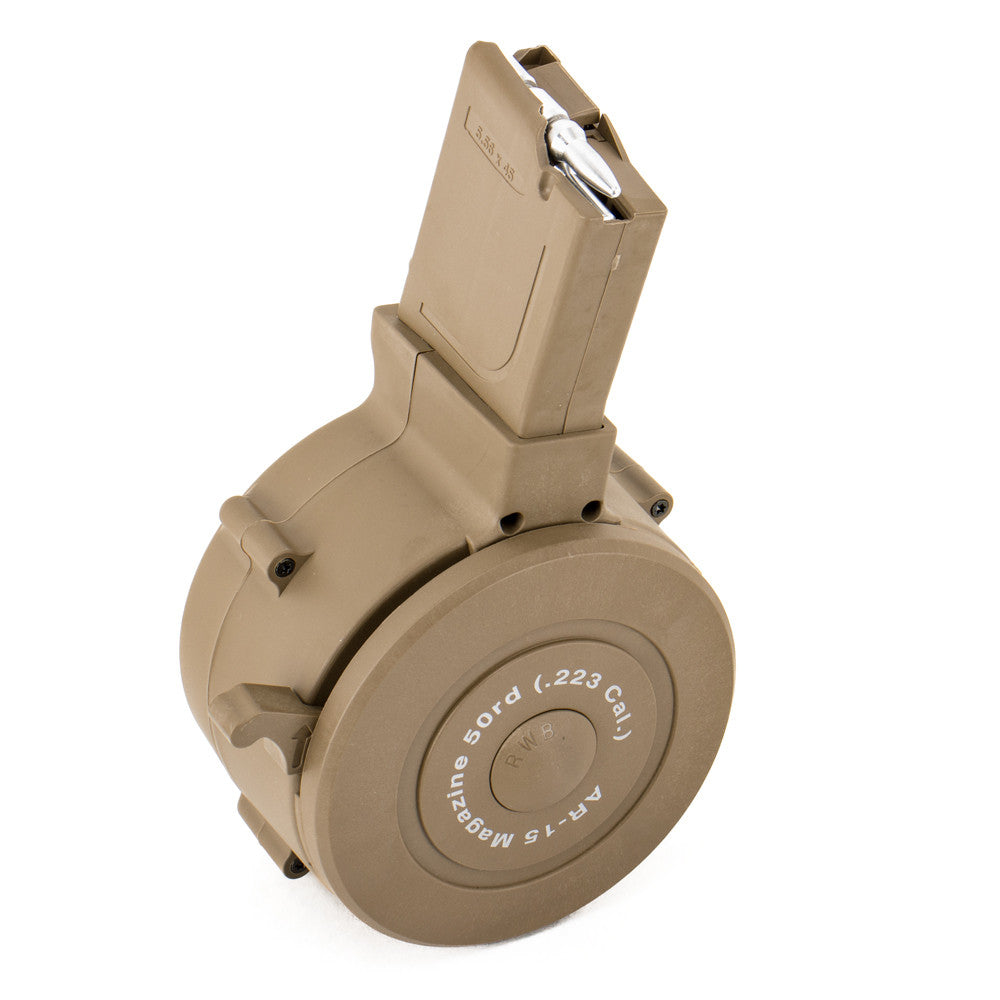 RWB AR-15 / M16 50rd Drum Magazine .223/5.56 - Black/OD Green/Tan