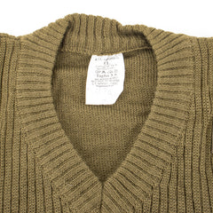 French Military Surplus OD V-Neck Sweater - XS