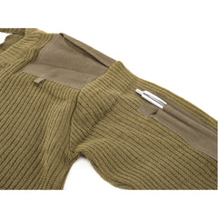 French Military Surplus OD V-Neck Sweater - XS
