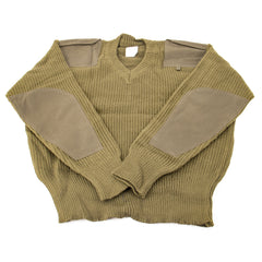 French Military Surplus OD V-Neck Sweater - XS