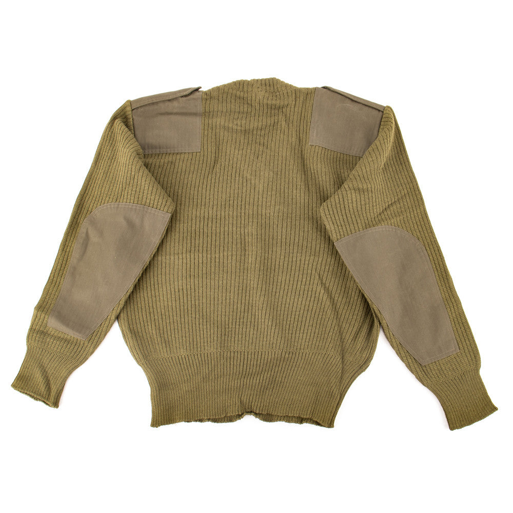 French Military Surplus OD V-Neck Sweater - XS