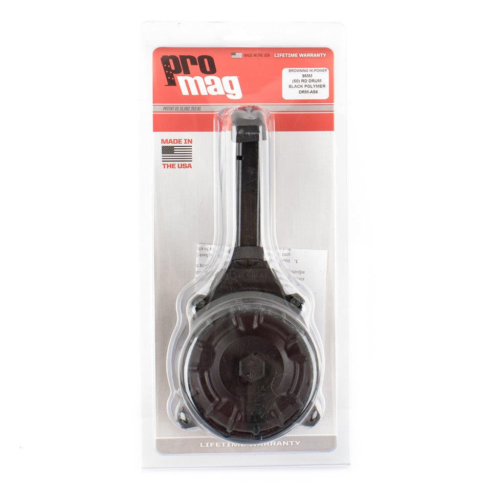 ProMag Browning Hi Power 9mm Luger Drum Magazine 50 Rounds Polymer Black
