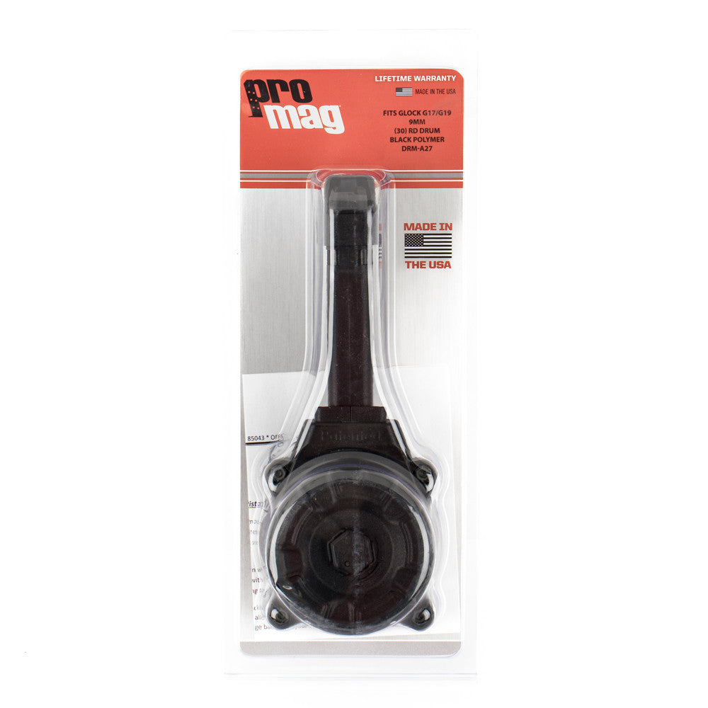 ProMag Glock Compatible  9mm Luger G17, 19, 30rd Drum - Black