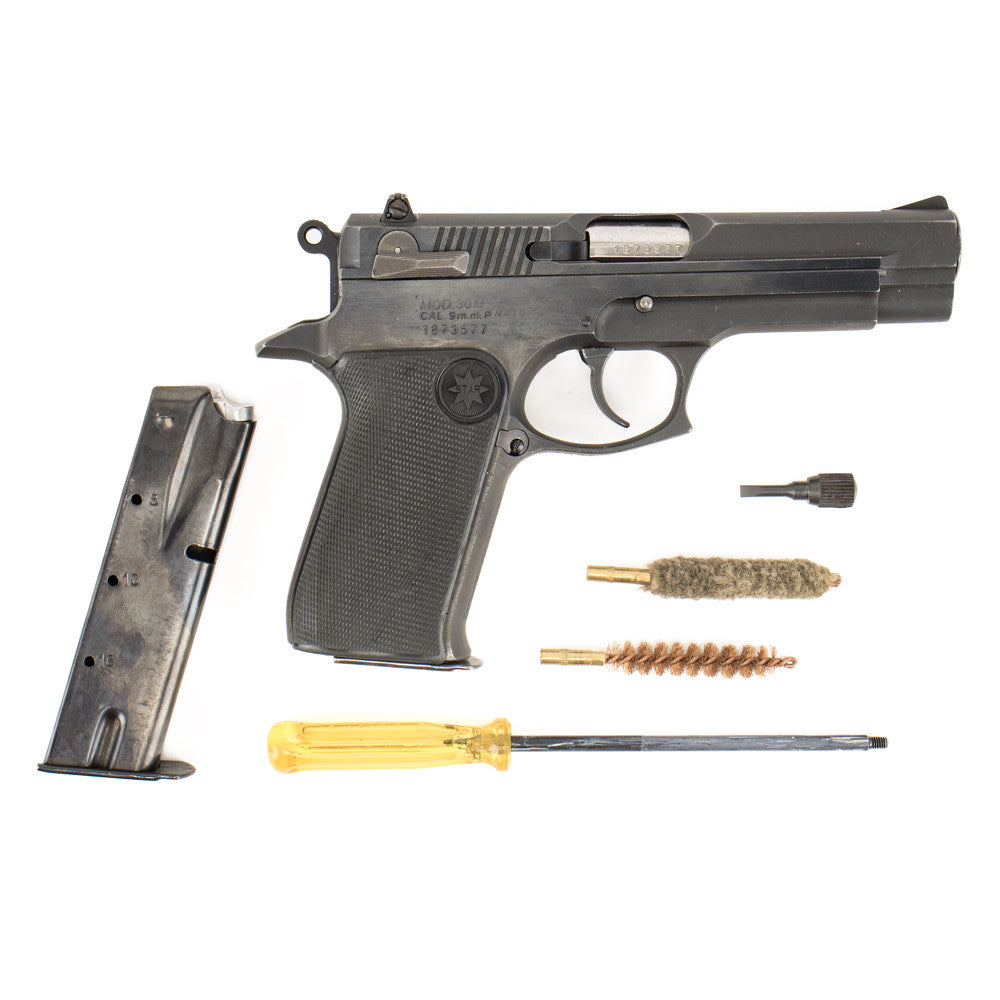 Star Model 30M 9mm pistol, front view showing barrel and sights