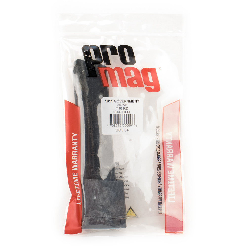 ProMag 45 ACP 10rd Colt  1911 Government Black Oxide Extended Magazine