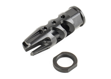 FOSTECH 30 CAL. STRAKE BRAKE FOR AR-15 IN BLACK NITRIDE. MUZZLE DEVICE DESIGNED TO MITIGATE RECOIL AND MUZZLE RISE.