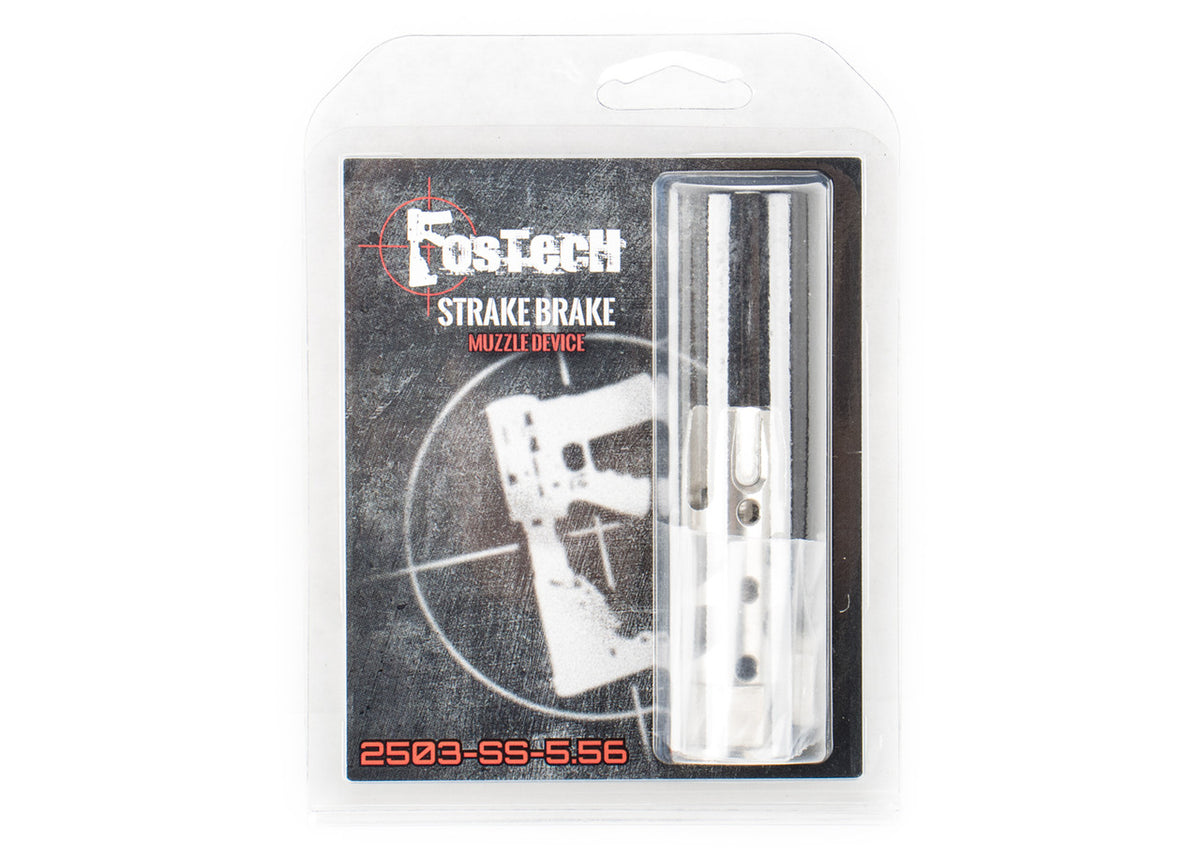 Fostech Strake Brake for .223/5.56 AR-15 Rifles - 1/2X28 Thread Pitch - Stainless Steel Finish