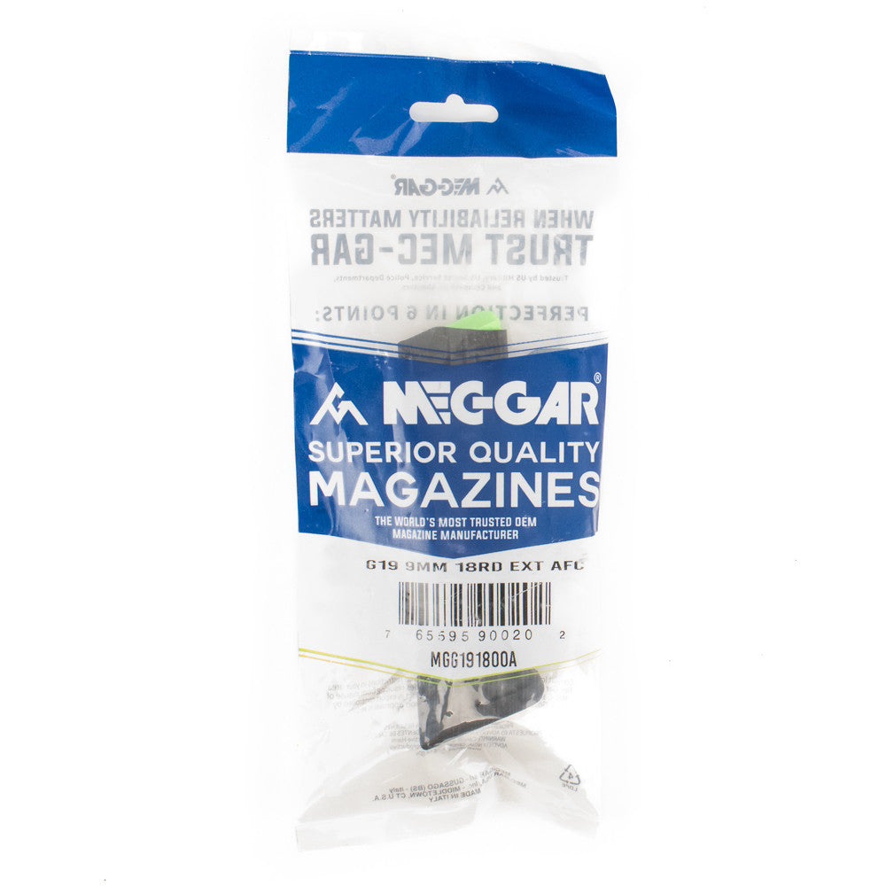 Mec-Gar 9mm Fits Glock 19 Black Steel/Polymer 18+1
