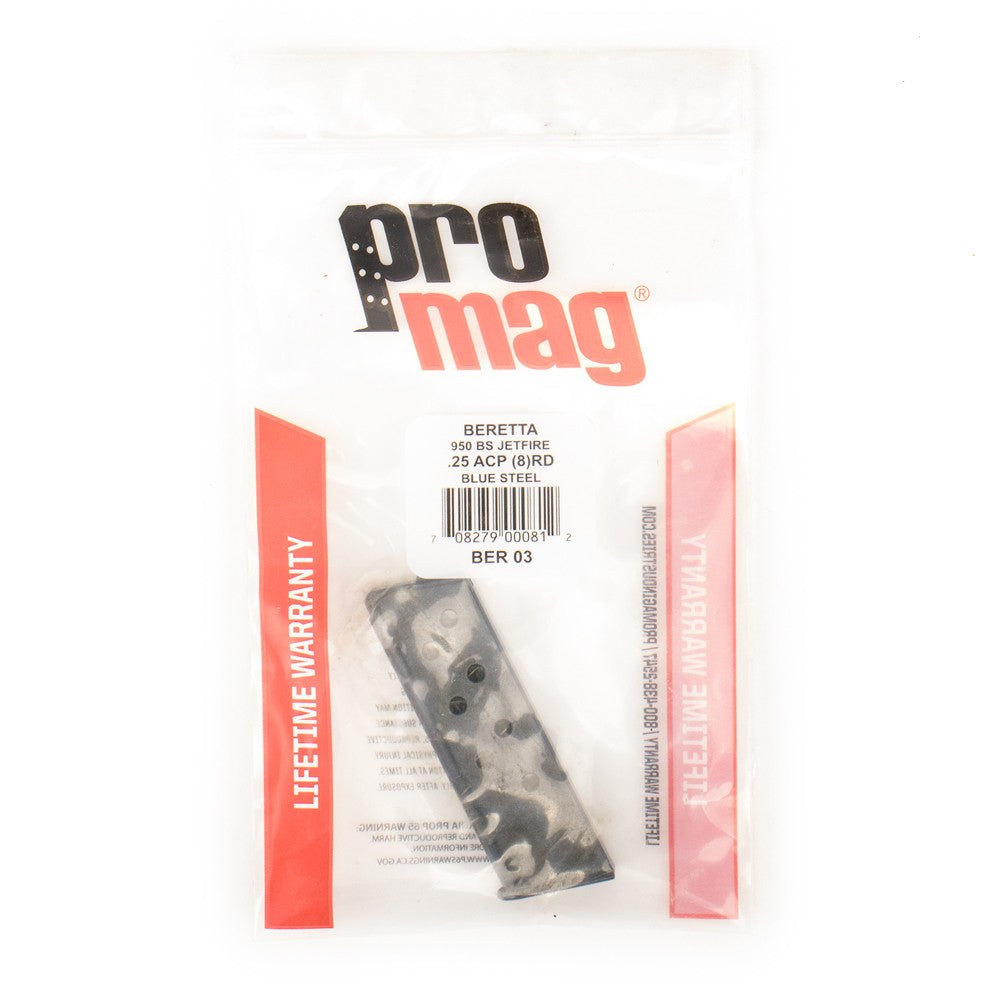 ProMag Beretta Jetfire Magazine .25 ACP 8rd Steel Blued