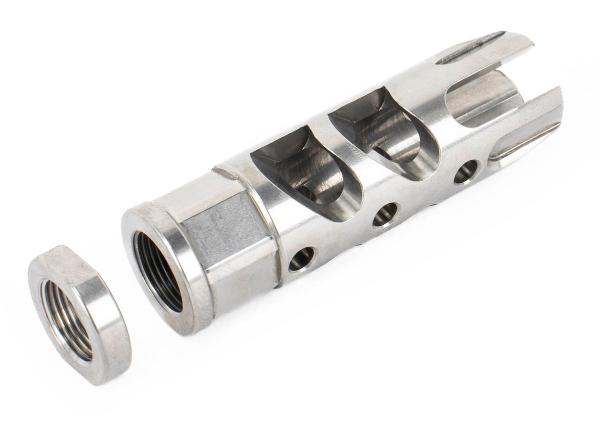 Fostech Strake Brake for .223/5.56 AR-15 Rifles - 1/2X28 Thread Pitch - Stainless Steel Finish