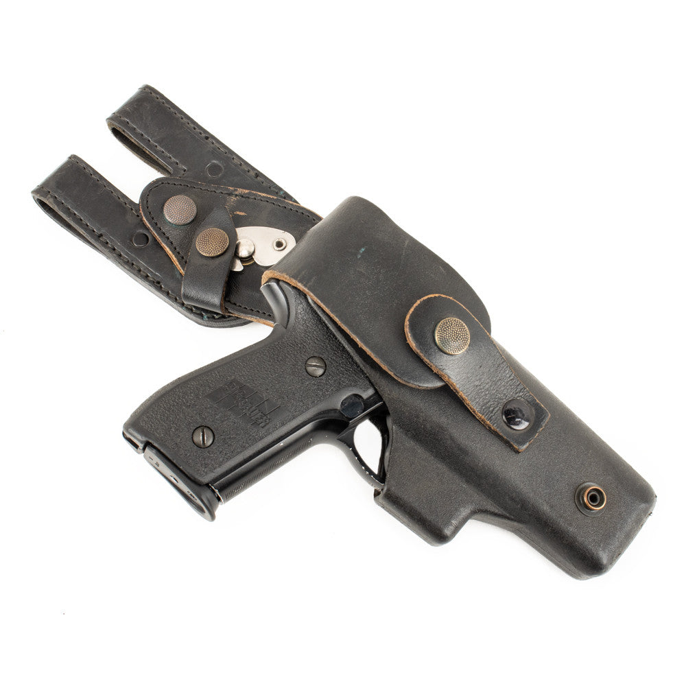 Sig P225/P6 Leather Swivel Holster with Spare Holster for Conventional Belt - Used