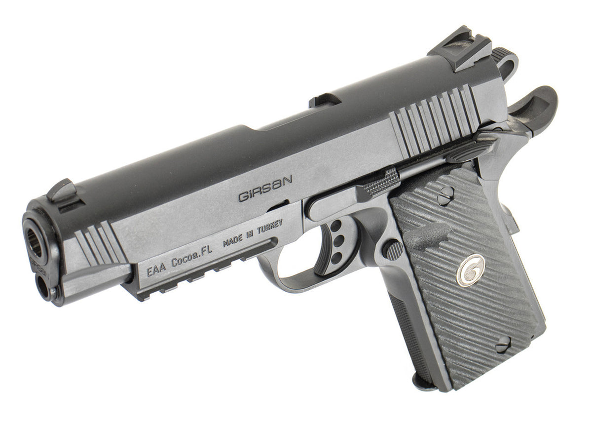 EAA Girsan MC1911 Commander 9mm Luger 4.40" 9+1 Black Checkered Laminate Grip