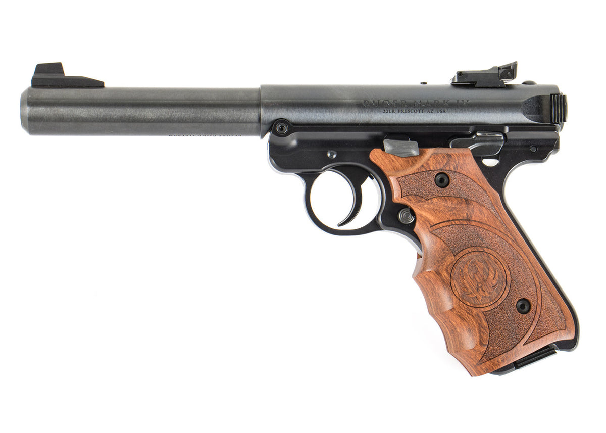 Ruger Mark IV Target 22 LR 10+1 5.50" Stainless Bull Barrel Blued Steel Drilled & Tapped Receiver Target Laminate w/Finger Groove Grip Right Hand