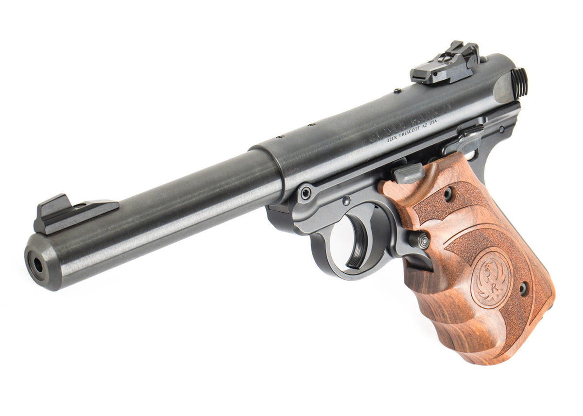Ruger Mark IV Target 22 LR 10+1 5.50" Stainless Bull Barrel Blued Steel Drilled & Tapped Receiver Target Laminate w/Finger Groove Grip Right Hand