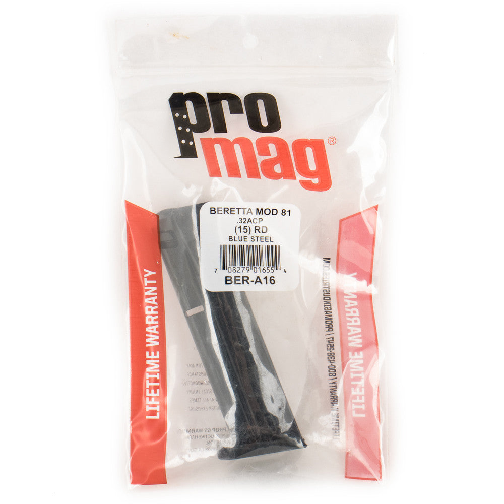 ProMag Beretta Mod 81 32 ACP 15rd Magazine - Blued Steel