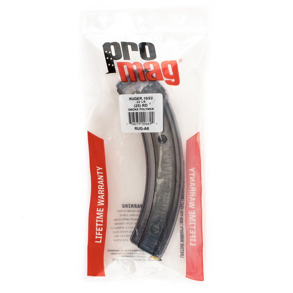 ProMag .22 LR 25rd Ruger 10/22, Charger Smoke Magazine