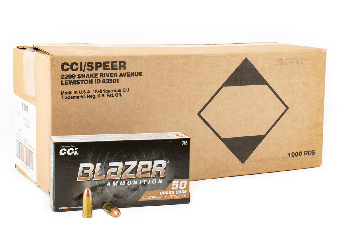 CCI 5201 Blazer Brass 9mm Luger 124 gr 1090 FPS FMJ 1000rd