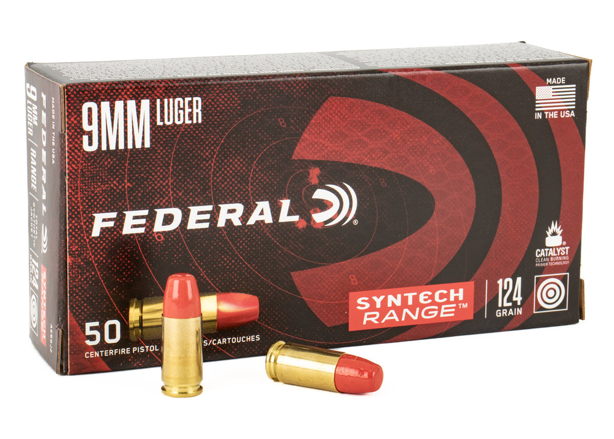 Federal American Eagle 9mm Luger 124 gr Total Syntech Jacket Round Nose (TSJRN) 50rd Box
