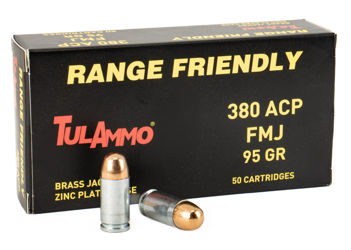 TulAmmo .380 ACP- 95 Grain FMJ - Zinc Plated Steel Case - Non-Corrosive - 1000 Rounds