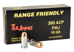 TulAmmo .380 ACP- 95 Grain FMJ - Zinc Plated Steel Case - Non-Corrosive - 1000 Rounds