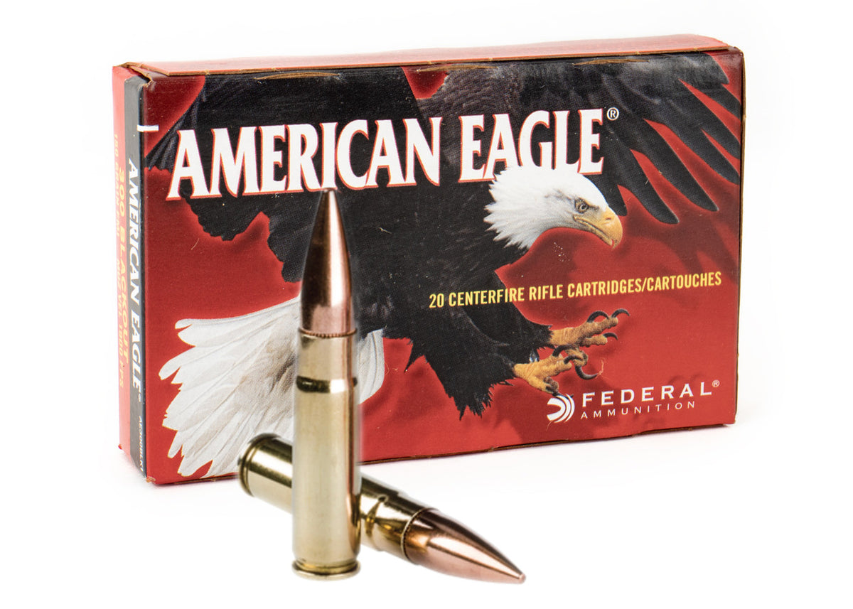 Federal American Eagle 500rd  300 Blackout 150 gr Full Metal Jacket Boat Tail AE300BLK1