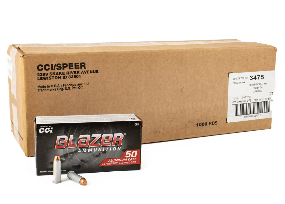 CCI Blazer 38S PL 158gr TMJ 1000RD Case