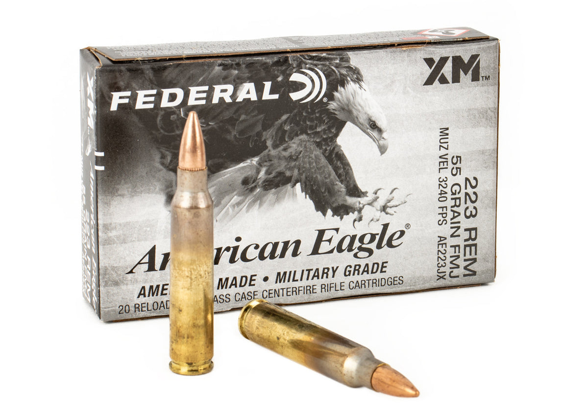 Federal American Eagle 223 Rem 55gr FMJ Boattail 500rd Case