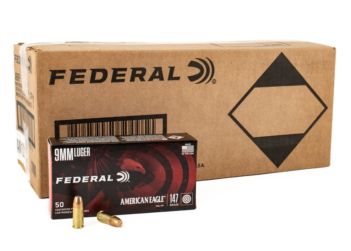 Federal American Eagle 9mm Luger 147 Grain FMJ 1000rd Case