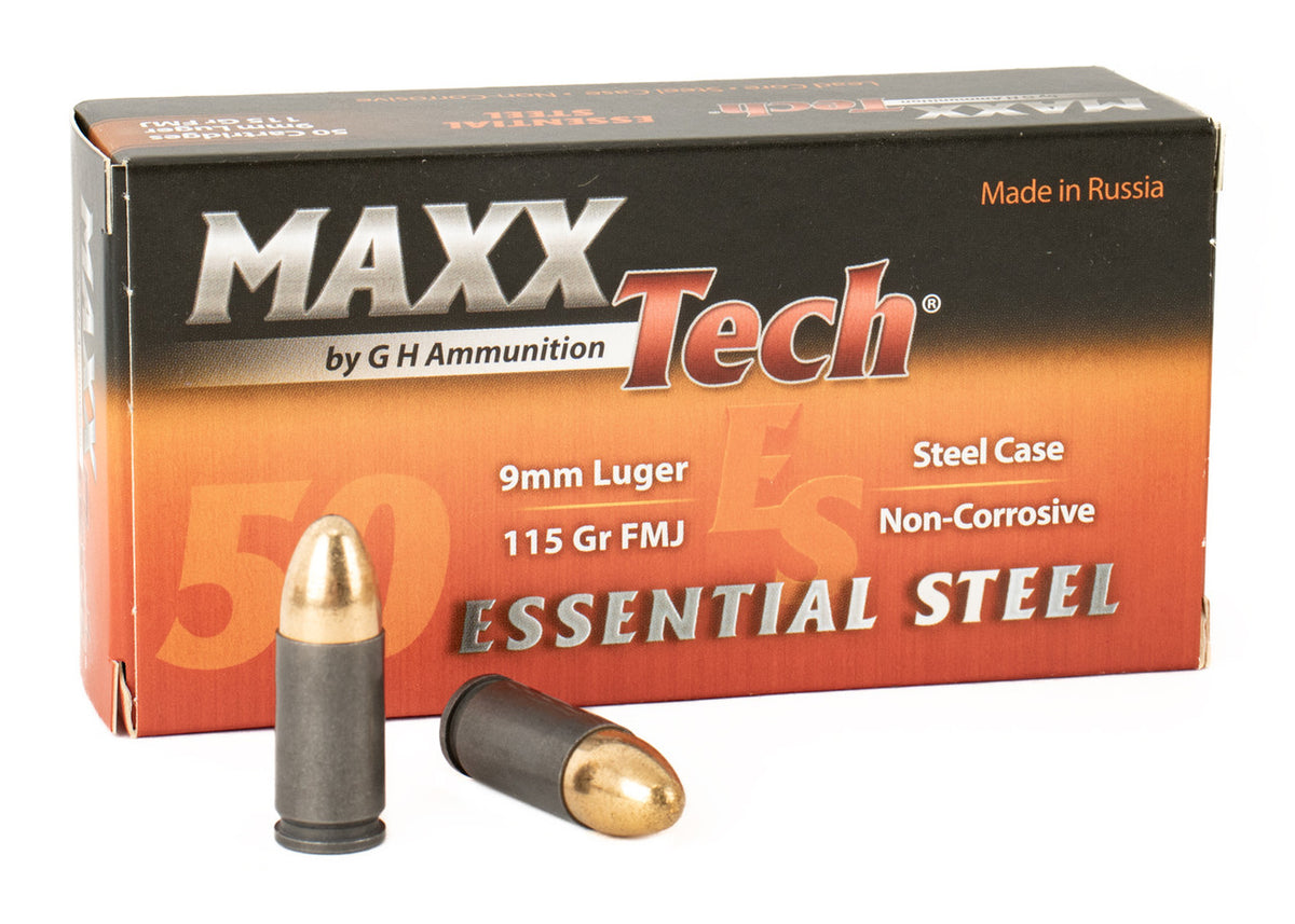 MaxxTech Steel Case Pistol 9mm 115gr FMJ 1000rd Case