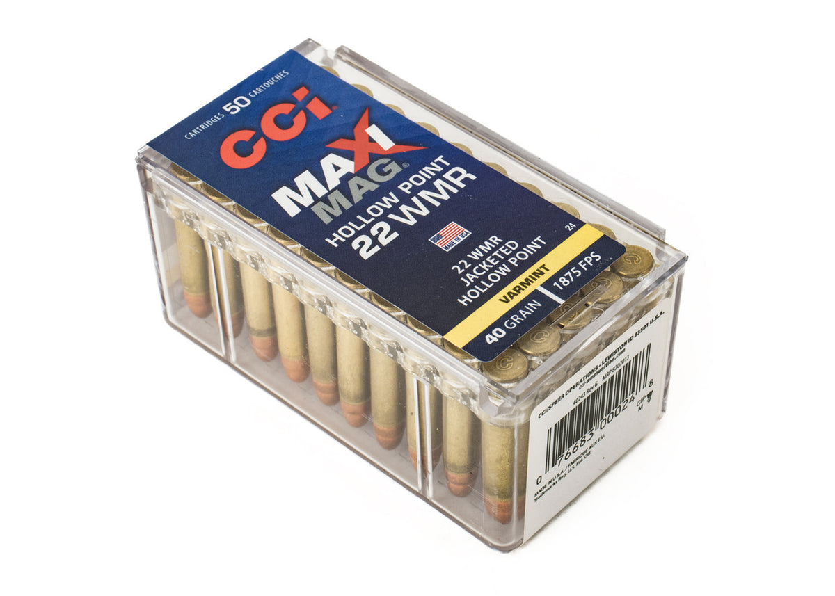 CCI Maxi-Mag Rimfire 22WMR 40gr Jacketed Hollow Point 2,000 round case