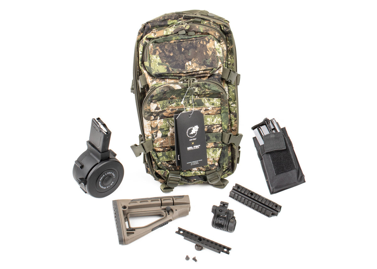 AR-15 Tactical Bundle / RWB Drum Mag / Assault Pack / Stock / Rail