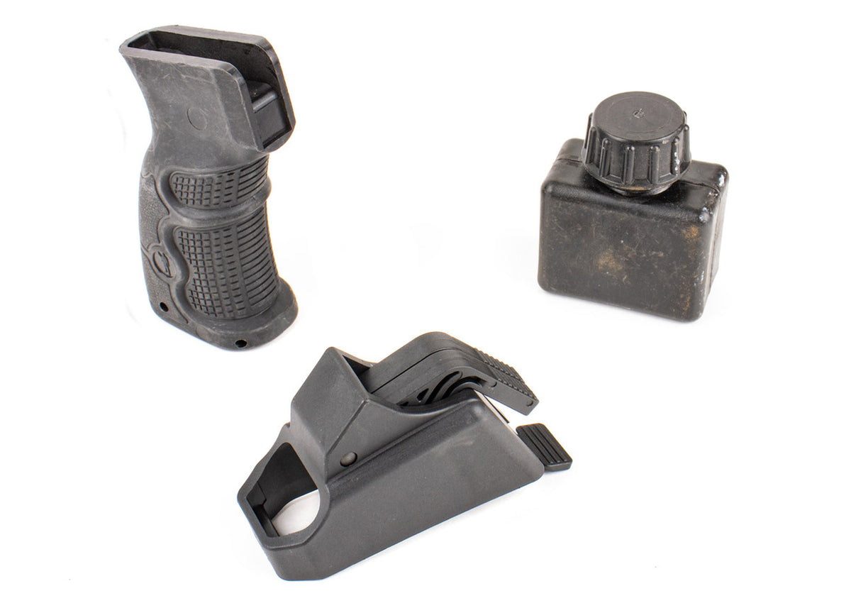 AK-47 Essential Bundle - 5x 20rd Mags, Loader, Mag Release, Pistol Grip & More in Camo Rucksack