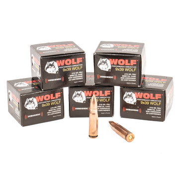 Wolf Performance 9x39mm 278gr FMJ Subsonic Rifle Ammo - 100 Rounds (5 Boxes of 20)